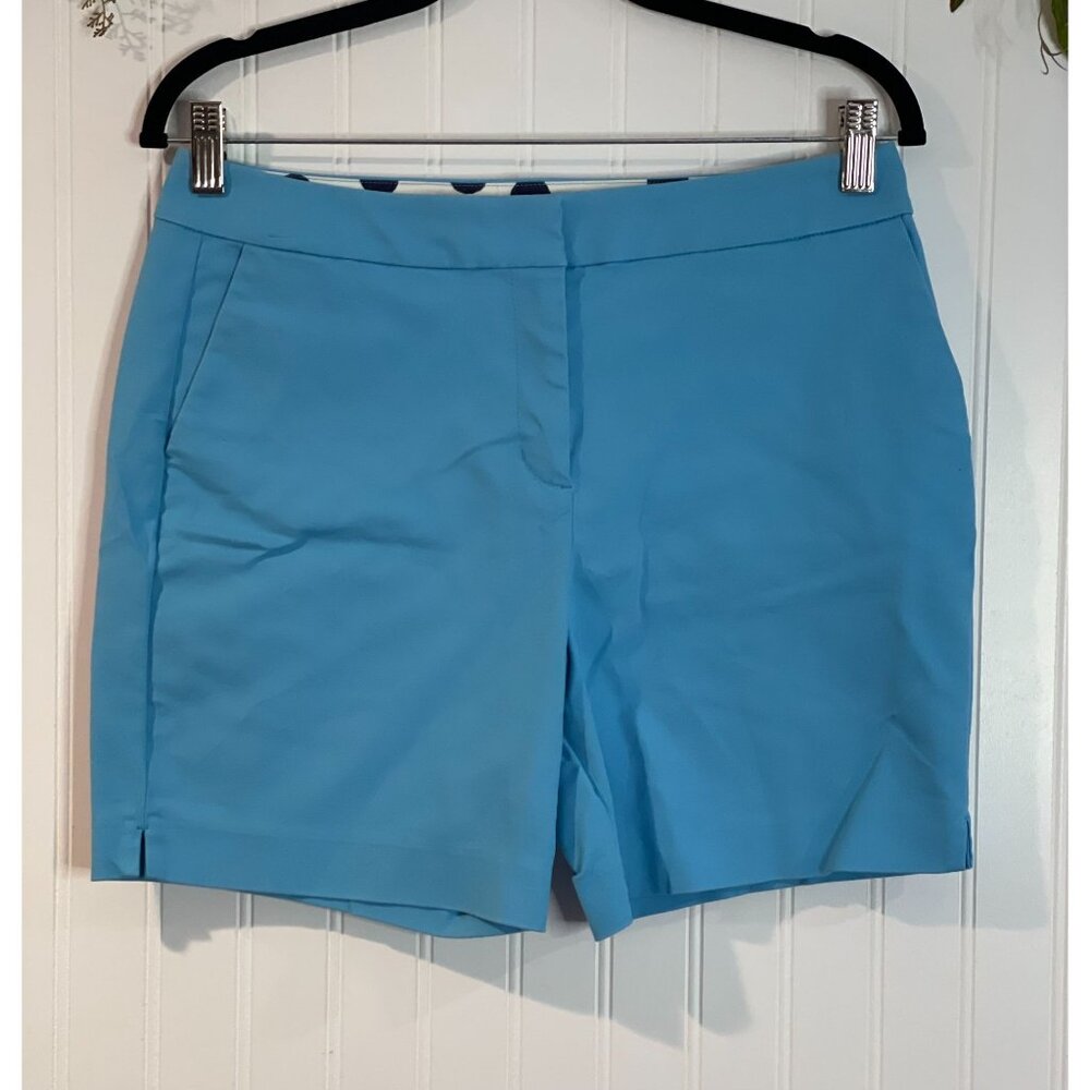 Boden Womens Blue Cotton-Blend Shorts UK12 US 8 Side Zipper Pockets Tailored Fit